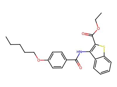 Ethyl 3-(4-(pentyloxy)benzamido)benzo[b]thiophene-2-carboxylate structure