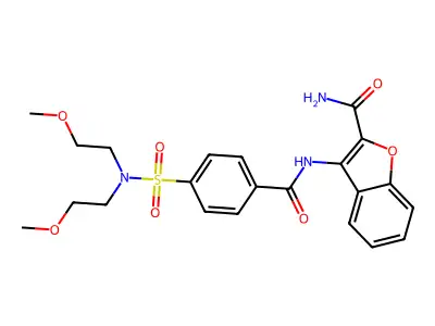 3-(4-(N,N-bis(2-methoxyethyl)sulfamoyl)benzamido)benzofuran-2-carboxamide structure