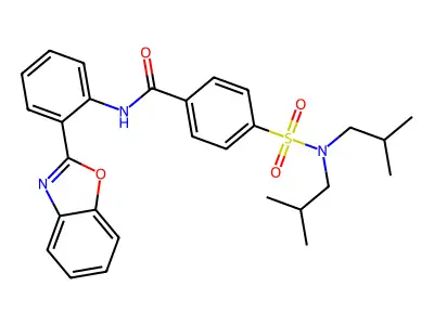 N-[2-(1,3-benzoxazol-2-yl)phenyl]-4-[bis(2-methylpropyl)sulfamoyl]benzamide structure