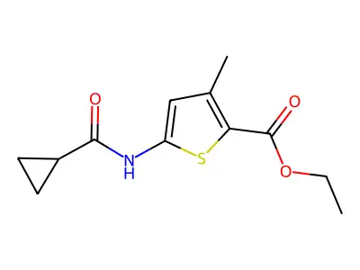 Ethyl 5-(cyclopropanecarboxamido)-3-methylthiophene-2-carboxylate structure