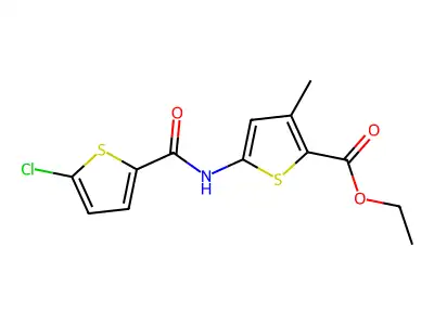 Ethyl 5-[(5-chlorothiophene-2-carbonyl)amino]-3-methylthiophene-2-carboxylate structure