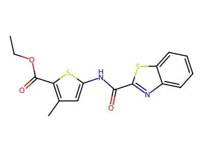Ethyl 5-(benzo[d]thiazole-2-carboxamido)-3-methylthiophene-2-carboxylate structure