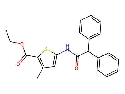 Ethyl 5-(2,2-diphenylacetamido)-3-methylthiophene-2-carboxylate structure