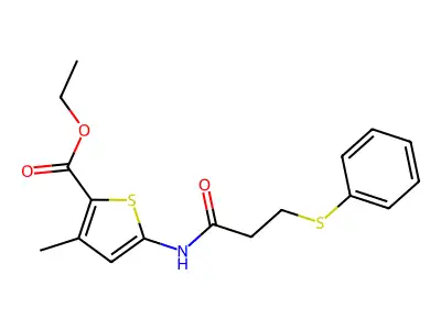 Ethyl 3-methyl-5-(3-(phenylthio)propanamido)thiophene-2-carboxylate structure