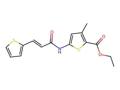 (E)-ethyl 3-methyl-5-(3-(thiophen-2-yl)acrylamido)thiophene-2-carboxylate structure