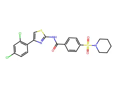 N-(4-(2,4-dichlorophenyl)thiazol-2-yl)-4-(piperidin-1-ylsulfonyl)benzamide structure