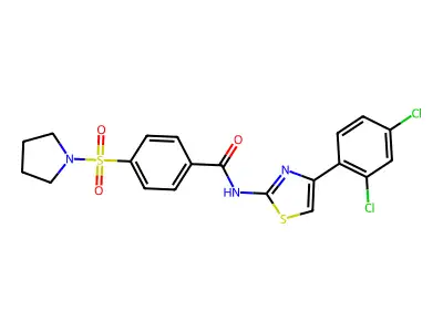 N-(4-(2,4-dichlorophenyl)thiazol-2-yl)-4-(pyrrolidin-1-ylsulfonyl)benzamide structure