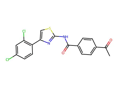 4-acetyl-N-[4-(2,4-dichlorophenyl)-1,3-thiazol-2-yl]benzamide structure