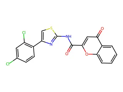 N-(4-(2,4-dichlorophenyl)thiazol-2-yl)-4-oxo-4H-chromene-2-carboxamide structure