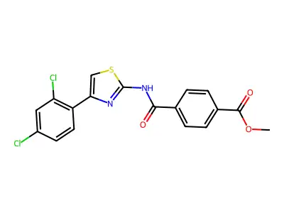 Methyl 4-((4-(2,4-dichlorophenyl)thiazol-2-yl)carbamoyl)benzoate structure