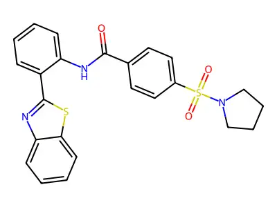 N-(2-(benzo[d]thiazol-2-yl)phenyl)-4-(pyrrolidin-1-ylsulfonyl)benzamide structure