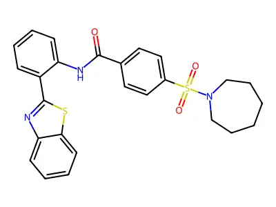 4-(azepan-1-ylsulfonyl)-N-[2-(1,3-benzothiazol-2-yl)phenyl]benzamide structure