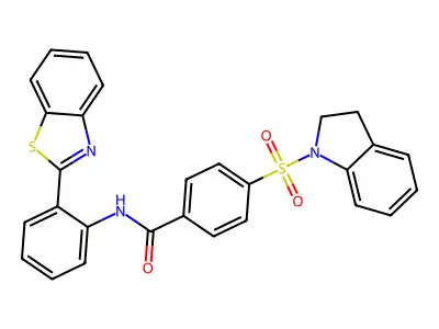 N-(2-(benzo[d]thiazol-2-yl)phenyl)-4-(indolin-1-ylsulfonyl)benzamide structure