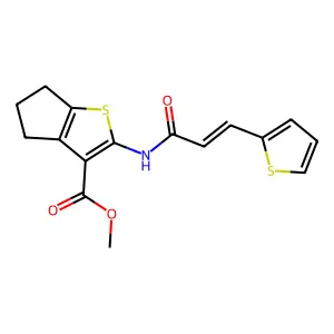 methyl 2-[[(E)-3-thiophen-2-ylprop-2-enoyl]amino]-5,6-dihydro-4H-cyclopenta[b]thiophene-3-carboxylate structure