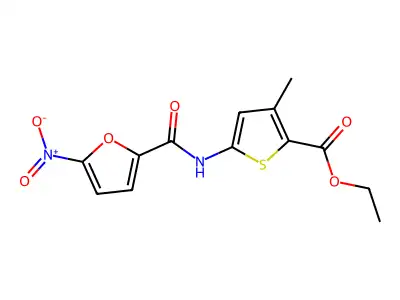 Ethyl 3-methyl-5-(5-nitrofuran-2-carboxamido)thiophene-2-carboxylate structure