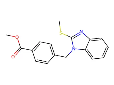 4-[[2-(Methylthio)-1H-benzimidazol-1-yl]methyl]benzoic acid methyl ester structure