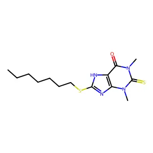8-(Heptylthio)-1,2,3,9-tetrahydro-1,3-dimethyl-2-thioxo-6H-purin-6-one structure