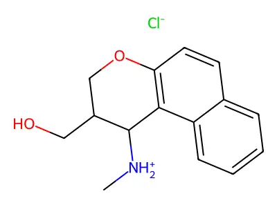 2-(hydroxymethyl)-N-methyl-2,3-dihydro-1H-benzo[f]chromen-1-aminium chloride structure