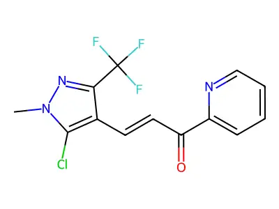 (E)-3-[5-chloro-1-methyl-3-(trifluoromethyl)-1H-pyrazol-4-yl]-1-(2-pyridinyl)-2-propen-1-one structure