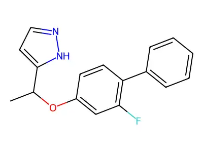 3-{1-[(2-fluoro[1,1'-biphenyl]-4-yl)oxy]ethyl}-1H-pyrazole structure