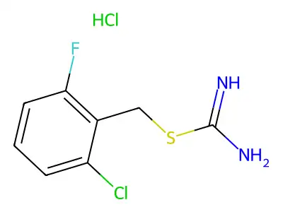 Amino[(2-chloro-6-fluorobenzyl)sulfanyl]methaniminium chloride structure