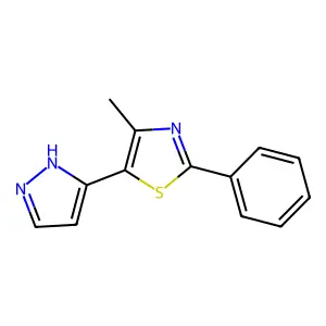 4-methyl-2-phenyl-5-(1H-pyrazol-3-yl)-1,3-thiazole structure