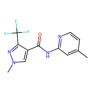 1-methyl-N-(4-methyl-2-pyridinyl)-3-(trifluoromethyl)-1H-pyrazole-4-carboxamide structure