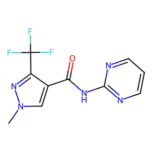 1-methyl-N-(2-pyrimidinyl)-3-(trifluoromethyl)-1H-pyrazole-4-carboxamide structure