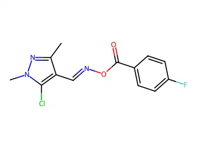 [(5-Chloro-1,3-dimethylpyrazol-4-yl)methylideneamino] 4-fluorobenzoate structure