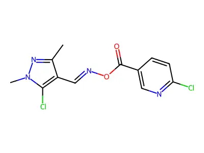 [(5-chloro-1,3-dimethylpyrazol-4-yl)methylideneamino] 6-chloropyridine-3-carboxylate structure