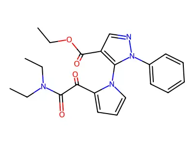 ethyl 5-{2-[2-(diethylamino)-2-oxoacetyl]-1H-pyrrol-1-yl}-1-phenyl-1H-pyrazole-4-carboxylate structure