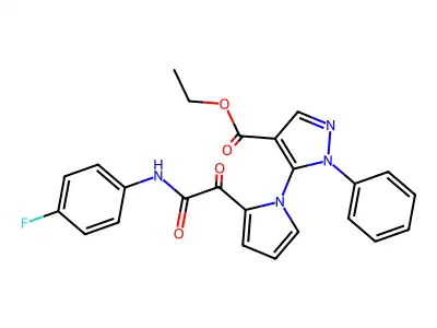ethyl 5-{2-[2-(4-fluoroanilino)-2-oxoacetyl]-1H-pyrrol-1-yl}-1-phenyl-1H-pyrazole-4-carboxylate structure