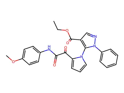 ethyl 5-{2-[2-(4-methoxyanilino)-2-oxoacetyl]-1H-pyrrol-1-yl}-1-phenyl-1H-pyrazole-4-carboxylate structure