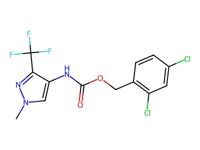 (2,4-dichlorophenyl)methyl N-[1-methyl-3-(trifluoromethyl)pyrazol-4-yl]carbamate structure