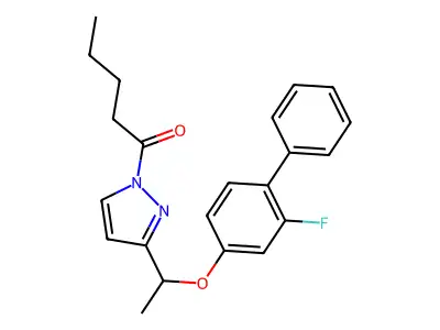 1-(3-{1-[(2-fluoro[1,1'-biphenyl]-4-yl)oxy]ethyl}-1H-pyrazol-1-yl)-1-pentanone structure