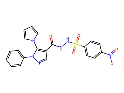 4-nitro-N'-{[1-phenyl-5-(1H-pyrrol-1-yl)-1H-pyrazol-4-yl]carbonyl}benzenesulfonohydrazide structure