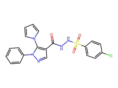 4-chloro-N'-{[1-phenyl-5-(1H-pyrrol-1-yl)-1H-pyrazol-4-yl]carbonyl}benzenesulfonohydrazide structure