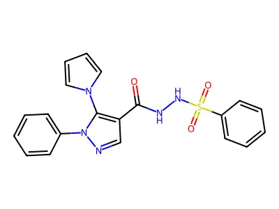 N'-{[1-phenyl-5-(1H-pyrrol-1-yl)-1H-pyrazol-4-yl]carbonyl}benzenesulfonohydrazide structure