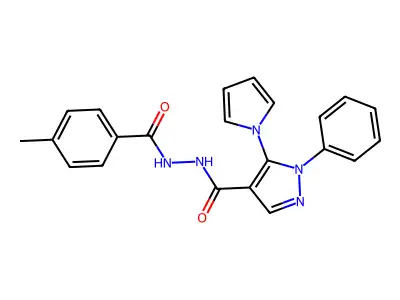 N'-(4-methylbenzoyl)-1-phenyl-5-(1H-pyrrol-1-yl)-1H-pyrazole-4-carbohydrazide structure