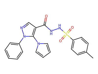 4-methyl-N'-{[1-phenyl-5-(1H-pyrrol-1-yl)-1H-pyrazol-4-yl]carbonyl}benzenesulfonohydrazide structure