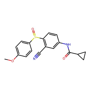 N-{3-cyano-4-[(4-methoxyphenyl)sulfinyl]phenyl}cyclopropanecarboxamide structure