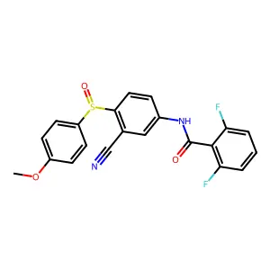 N-{3-cyano-4-[(4-methoxyphenyl)sulfinyl]phenyl}-2,6-difluorobenzenecarboxamide structure