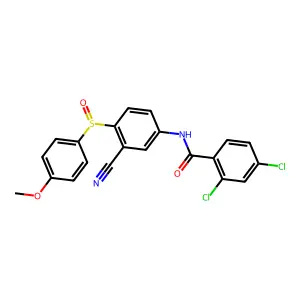 2,4-dichloro-N-{3-cyano-4-[(4-methoxyphenyl)sulfinyl]phenyl}benzenecarboxamide structure
