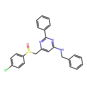 N-Benzyl-6-(((4-chlorophenyl)sulfinyl)methyl)-2-phenyl-4-pyrimidinamine structure