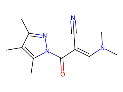 3-(dimethylamino)-2-(3,4,5-trimethyl-1H-pyrazole-1-carbonyl)prop-2-enenitrile structure