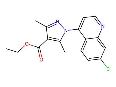 ethyl 1-(7-chloro-4-quinolinyl)-3,5-dimethyl-1H-pyrazole-4-carboxylate structure
