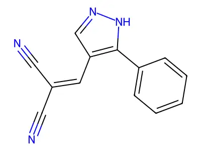 2-[(5-phenyl-1H-pyrazol-4-yl)methylidene]propanedinitrile structure