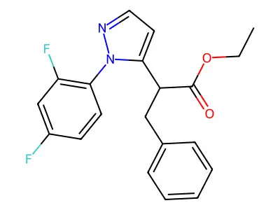 ethyl 2-[1-(2,4-difluorophenyl)-1H-pyrazol-5-yl]-3-phenylpropanoate structure