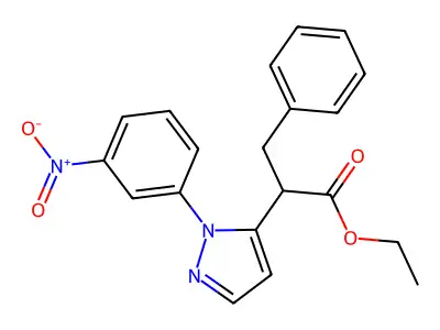 ethyl 2-[1-(3-nitrophenyl)-1H-pyrazol-5-yl]-3-phenylpropanoate structure
