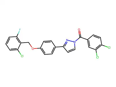 (3-{4-[(2-chloro-6-fluorobenzyl)oxy]phenyl}-1H-pyrazol-1-yl)(3,4-dichlorophenyl)methanone structure